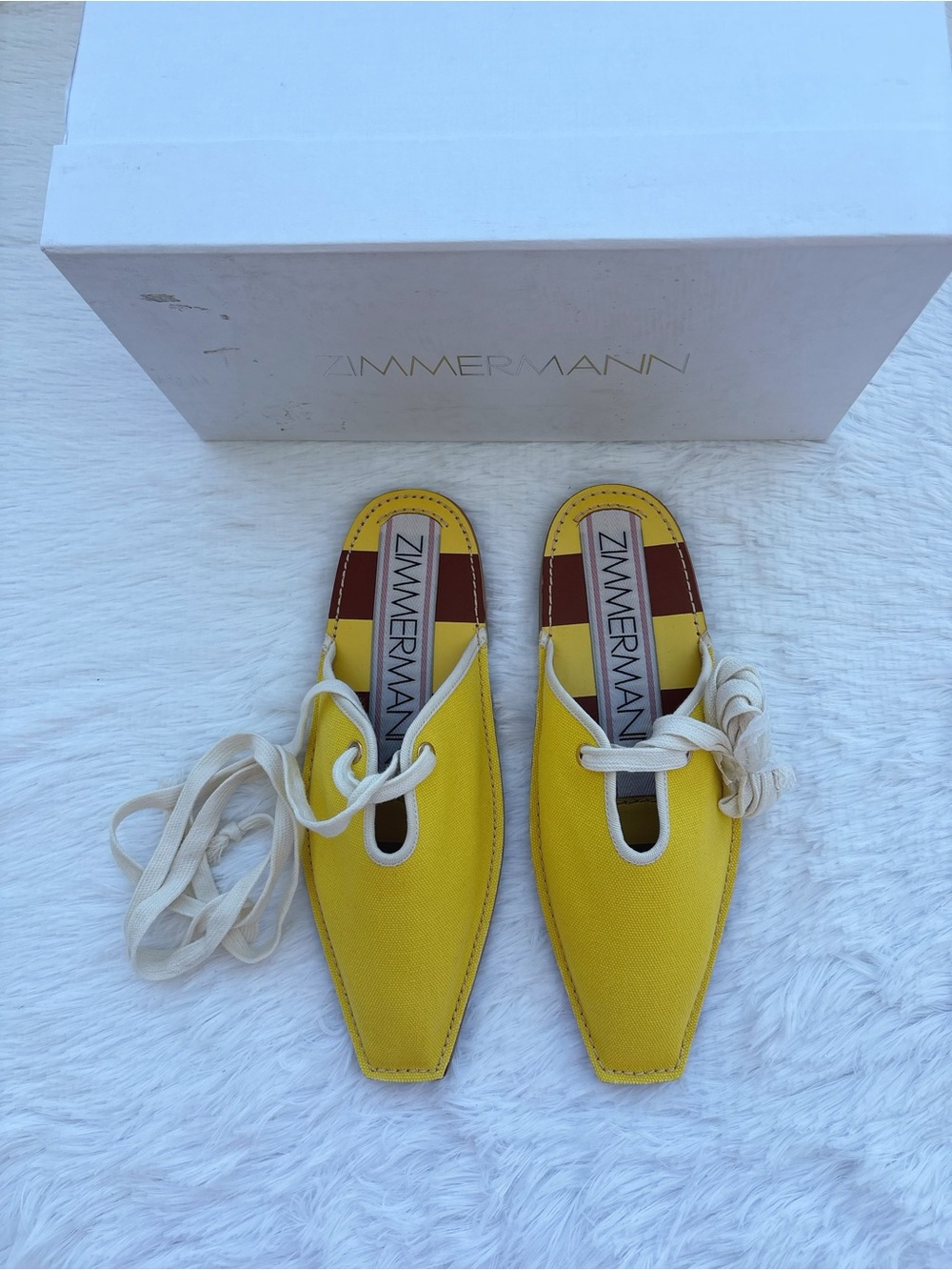 ZIMMERMANN Lace-up cotton-canvas slippers